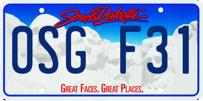 SD license plate 0SGF31