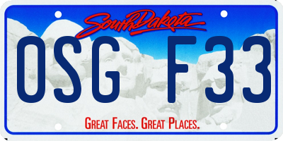 SD license plate 0SGF33