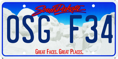 SD license plate 0SGF34