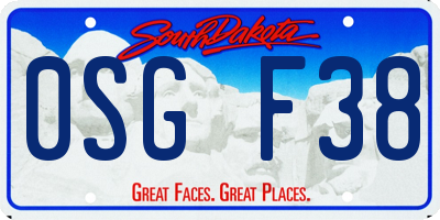 SD license plate 0SGF38