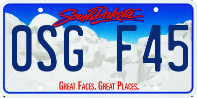 SD license plate 0SGF45