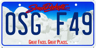 SD license plate 0SGF49