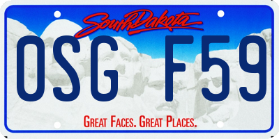 SD license plate 0SGF59