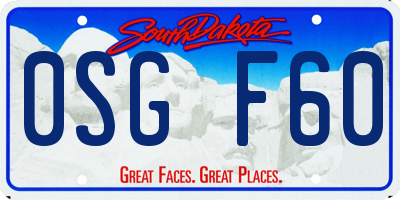 SD license plate 0SGF60