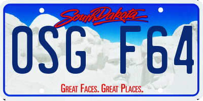 SD license plate 0SGF64