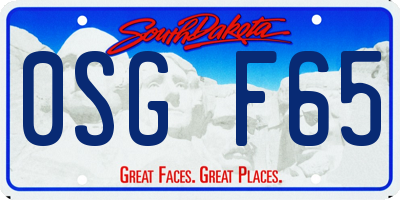 SD license plate 0SGF65