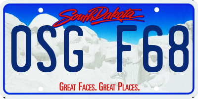SD license plate 0SGF68
