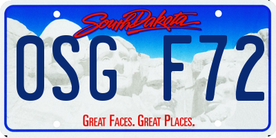 SD license plate 0SGF72