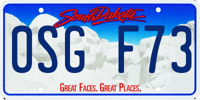 SD license plate 0SGF73