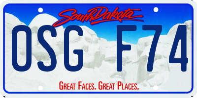 SD license plate 0SGF74