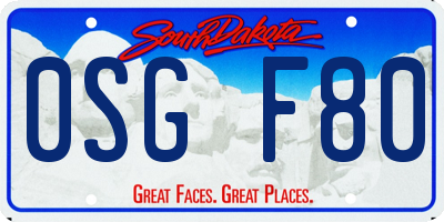 SD license plate 0SGF80