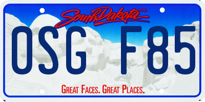 SD license plate 0SGF85