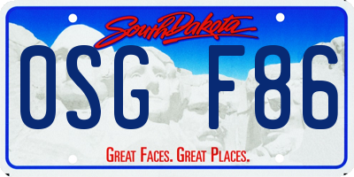 SD license plate 0SGF86