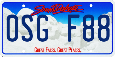 SD license plate 0SGF88