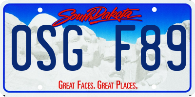 SD license plate 0SGF89