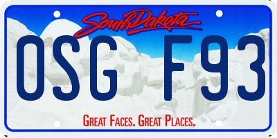 SD license plate 0SGF93
