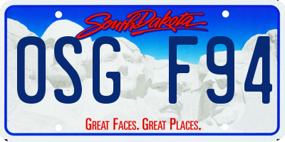 SD license plate 0SGF94