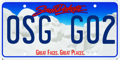 SD license plate 0SGG02