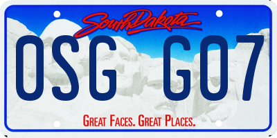SD license plate 0SGG07