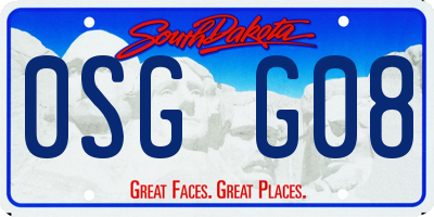 SD license plate 0SGG08