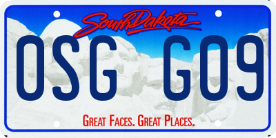 SD license plate 0SGG09