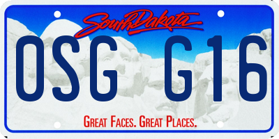 SD license plate 0SGG16