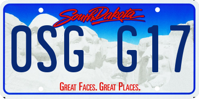 SD license plate 0SGG17