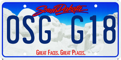 SD license plate 0SGG18