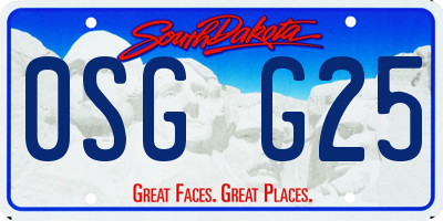 SD license plate 0SGG25