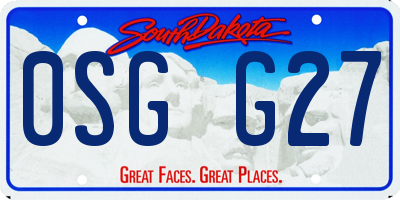 SD license plate 0SGG27