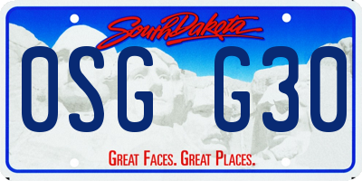 SD license plate 0SGG30