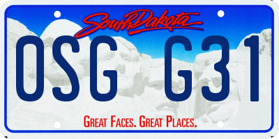 SD license plate 0SGG31