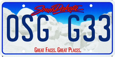 SD license plate 0SGG33