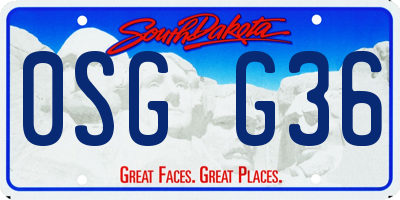 SD license plate 0SGG36