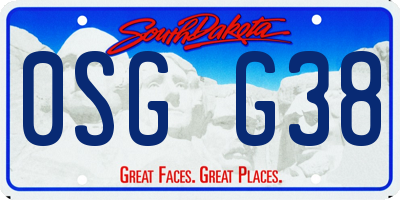 SD license plate 0SGG38
