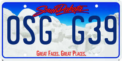 SD license plate 0SGG39