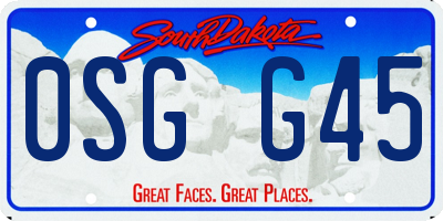 SD license plate 0SGG45