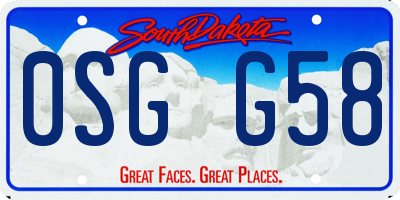 SD license plate 0SGG58