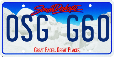 SD license plate 0SGG60