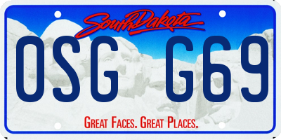 SD license plate 0SGG69