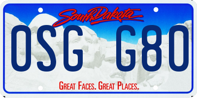 SD license plate 0SGG80