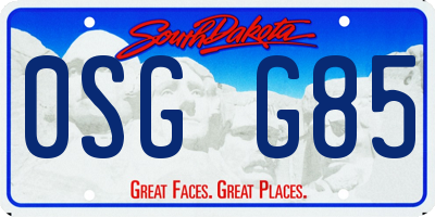 SD license plate 0SGG85