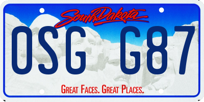 SD license plate 0SGG87