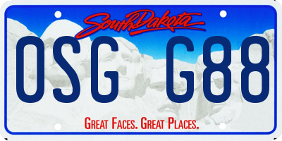 SD license plate 0SGG88