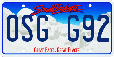 SD license plate 0SGG92