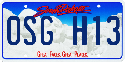 SD license plate 0SGH13