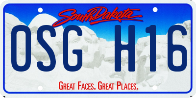 SD license plate 0SGH16