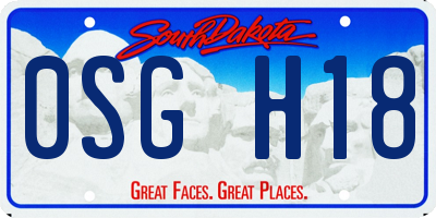 SD license plate 0SGH18