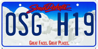 SD license plate 0SGH19