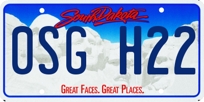 SD license plate 0SGH22